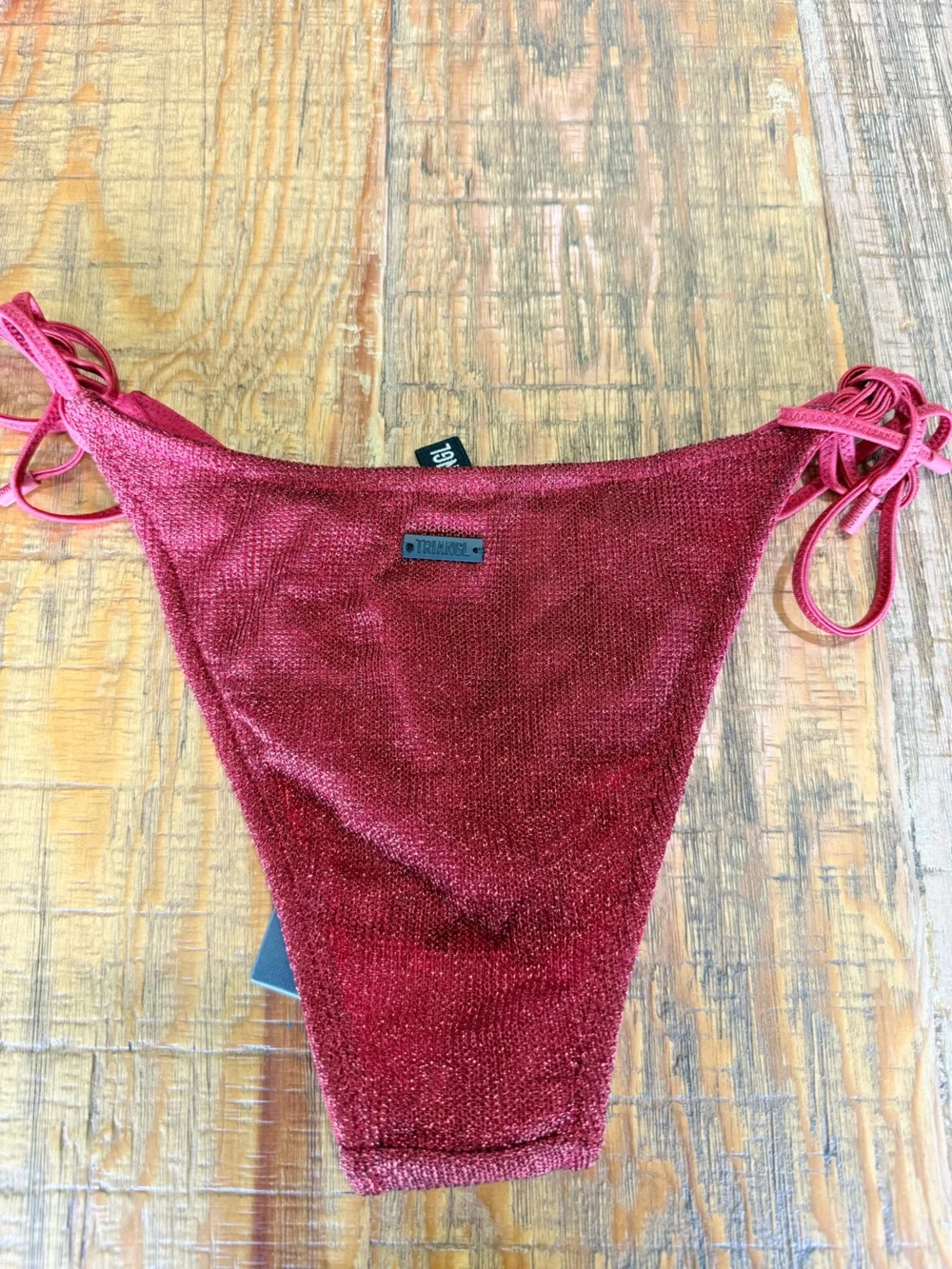 triangl swimwear Shimmery Red Triangle Bikini Top & Bottom